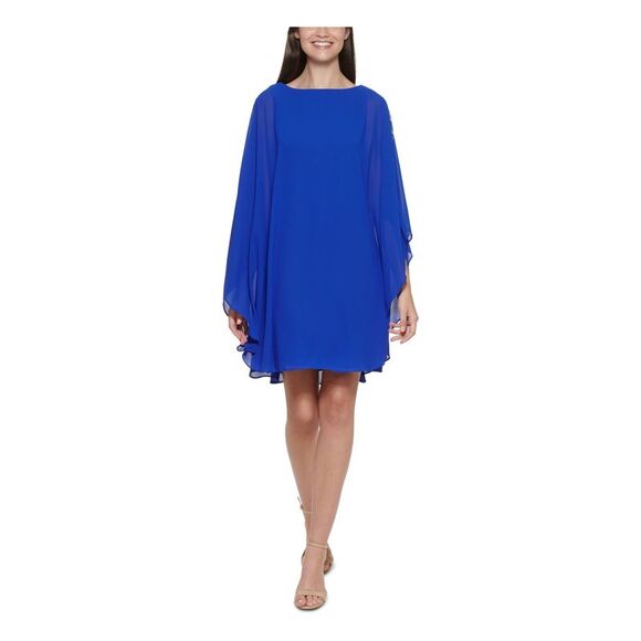 VINCE CAMUTO Womens Lined Chiffon Overlay Sleeveless Short Formal Shift Dress - Picture 1 of 4